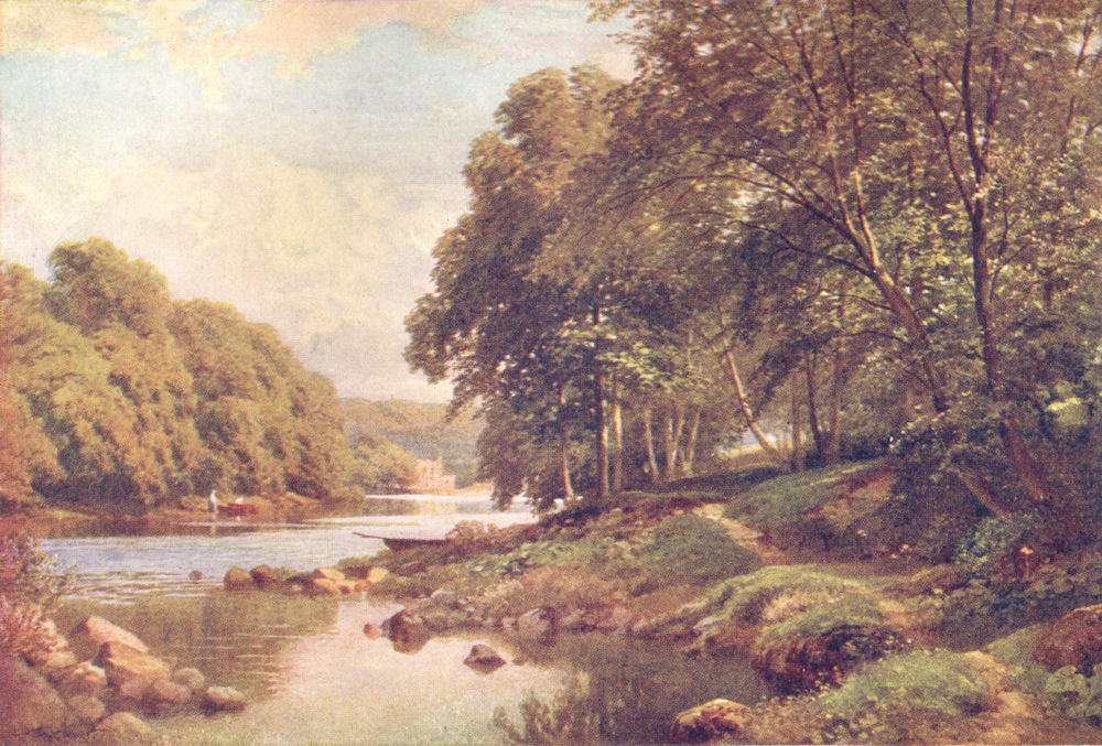 YORKSHIRE DALES. The Swale, Easby Abbey 1908 old antique vintage print picture